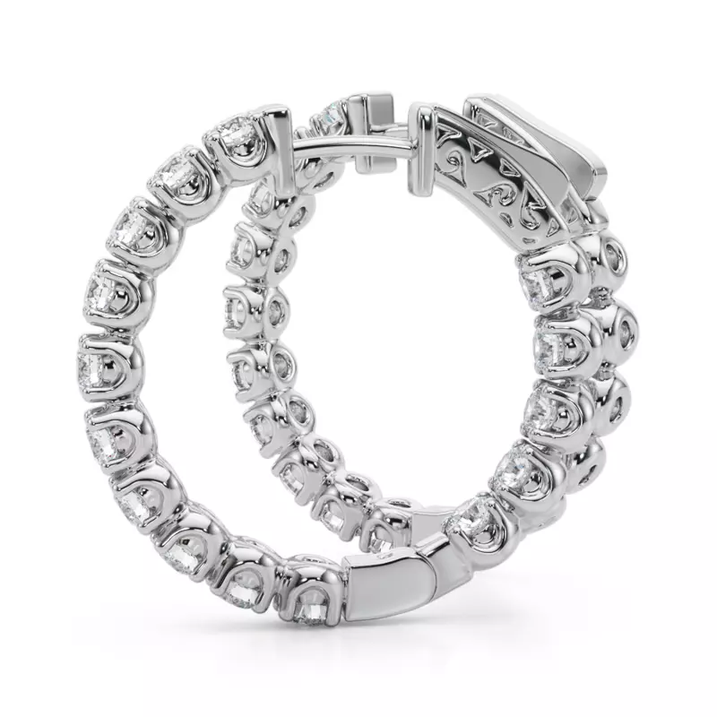 14K White Gold Classic Inside Out U-Prong Lab Diamond Hoop Earrings (3 3/4 ct. tw.)